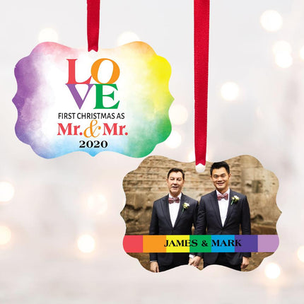 Love First Christmas As Mr & Mr Watercolor Photo Ornament created by ORNAMENT SHOP