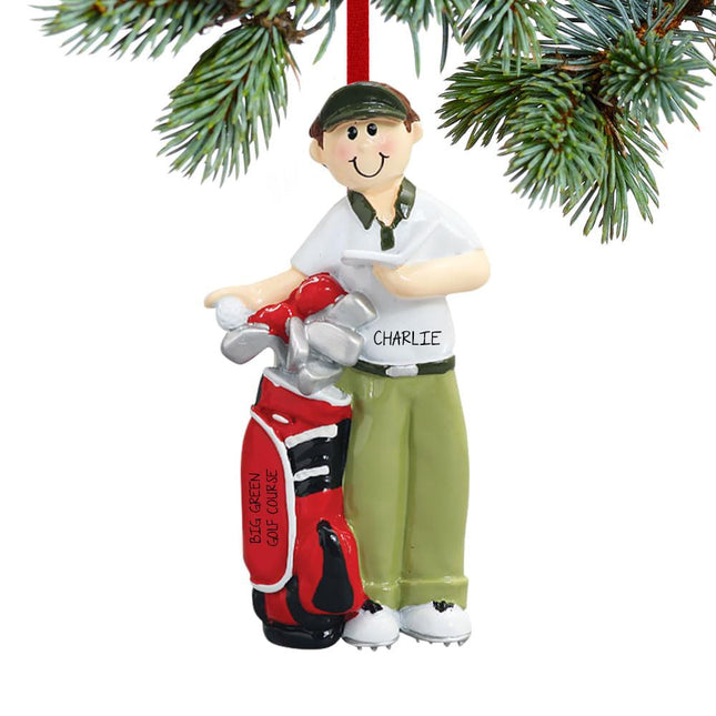 Golfer with Golf Bag Ornament created by RUDOLPH AND ME and designed by Ornament Shop