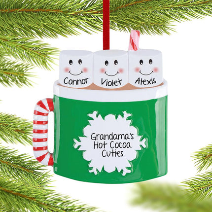 Marshmallow Mug Family Personalized Ornament - 3, 4, 5, 6 Family Members - FAMILY - 3 Family Members created by RUDOLPH AND ME and designed by Ornament Shop