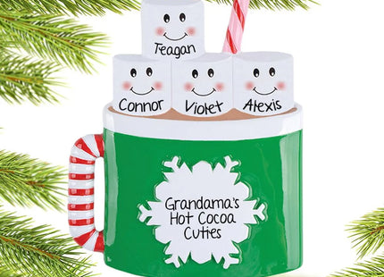 Marshmallow Mug Family Personalized Ornament - 3, 4, 5, 6 Family Members