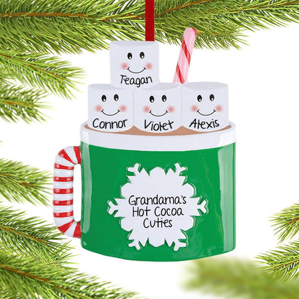 Marshmallow Mug Family Personalized Ornament - 3, 4, 5, 6 Family Members - FAMILY - 4 Family Members created by RUDOLPH AND ME and designed by Ornament Shop