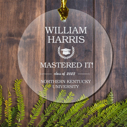Mastered It Personalized Glass Ornament created by ORNAMENT SHOP