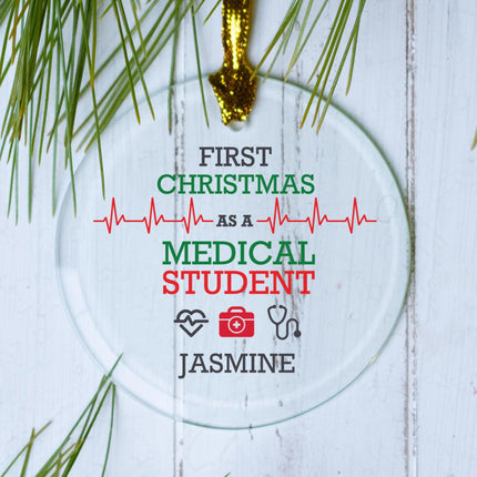 Medical Students First Personalized Glass Ornament created by ORNAMENT SHOP