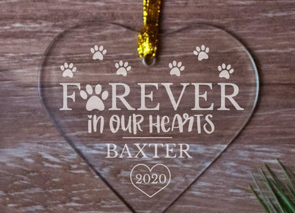 Memorial Forever Hearts Personalized Glass Heart Ornament