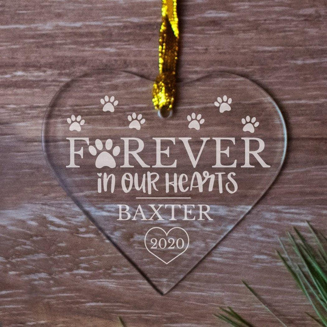 Memorial Forever Hearts Personalized Glass Heart Ornament