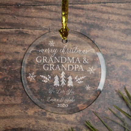Merry Christmas To Grandma & Grandpa Personalized Glass Ornament created by ORNAMENT SHOP