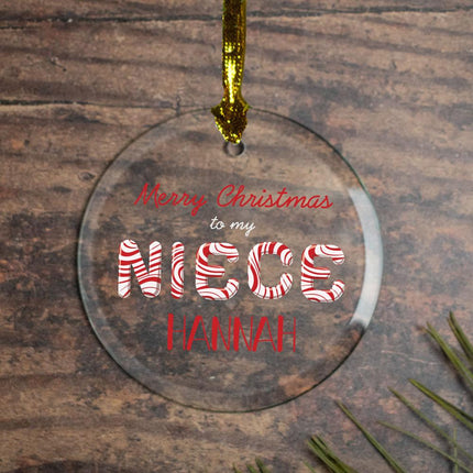 Merry Christmas To My Niece Personalized Glass Ornament created by ORNAMENT SHOP