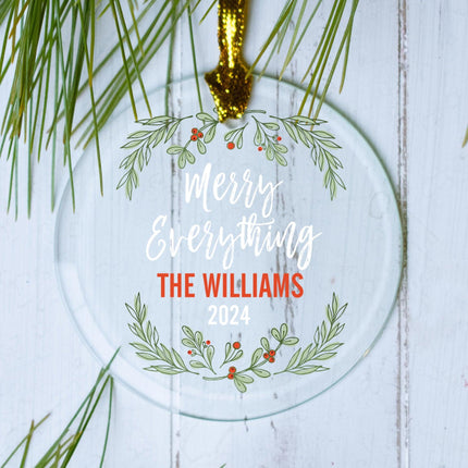 Merry Everything Christmas Family Personalized Glass Ornament created by ORNAMENT SHOP
