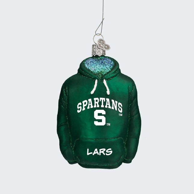 Michigan State University Hoodie Sweatshirt Ornament created by OLD WORLD CHRISTMAS and designed by Ornament Shop