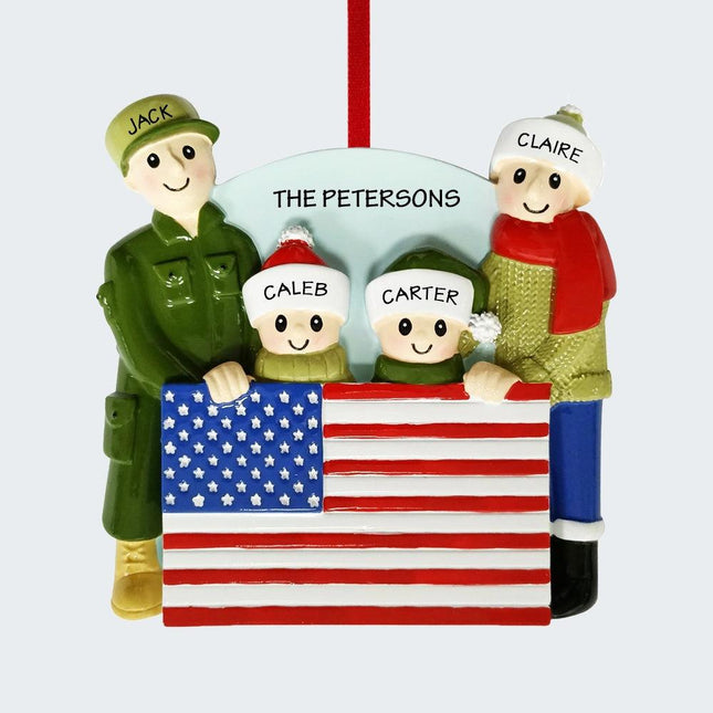 Military Family Personalized Ornament - 3 or 4 Family Members - FAMILY - 4 Family Members created by ORNAMENT SHOP