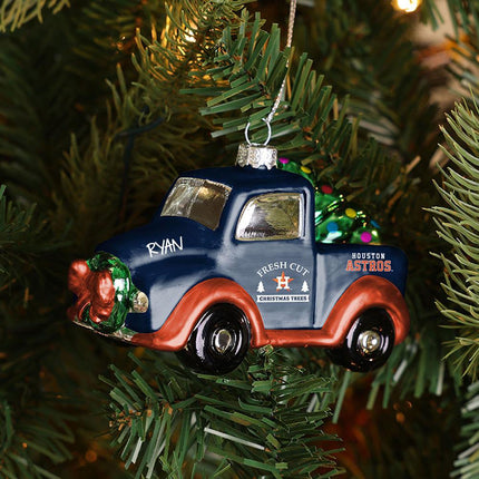 MLB Houston Astros Blown Glass Truck Ornament created by ORNAMENT SHOP