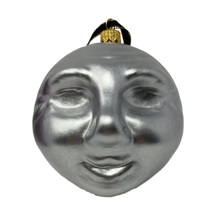 Moon Face Hand-Painted Glass Ornament