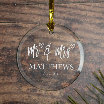 Mr & Mrs Personalized Wedding Personalized Glass Round Ornament - DESIGN - No Design - Plain Glass created by ORNAMENT SHOP