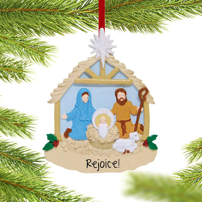 Nativity Personalized Ornament created by RUDOLPH AND ME and designed by Ornament Shop