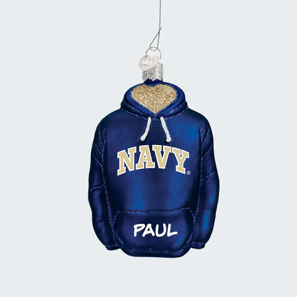 Navy Hoodie Sweatshirt Ornament created by OLD WORLD CHRISTMAS and designed by Ornament Shop