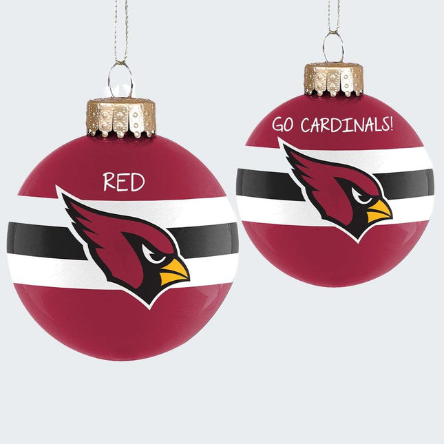 NFL Striped Personalized Glass Ornament - TEAM - Arizona Cardinals created by ORNAMENT SHOP