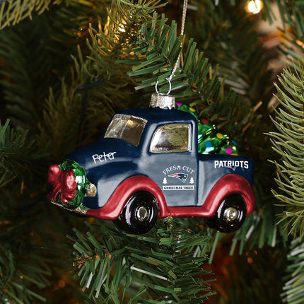 NFL Blown Glass Truck Personalized Ornament - TEAM - New England Patriots Blown Glass Truck Ornament created by ORNAMENT SHOP