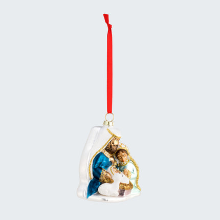 Blown Glass Holy Family Christmas Ornament