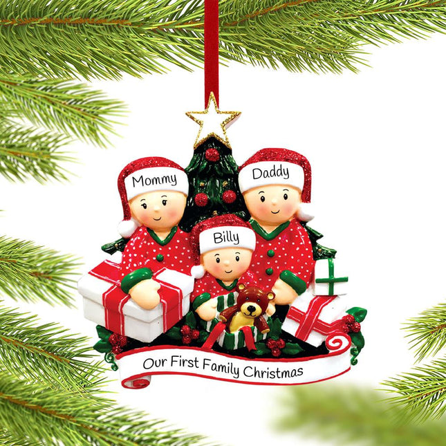 Opening Presents Family Personalized Ornament - 3, 4, 5, 6 Family Members - FAMILY - 3 Family Members created by ORNAMENT SHOP