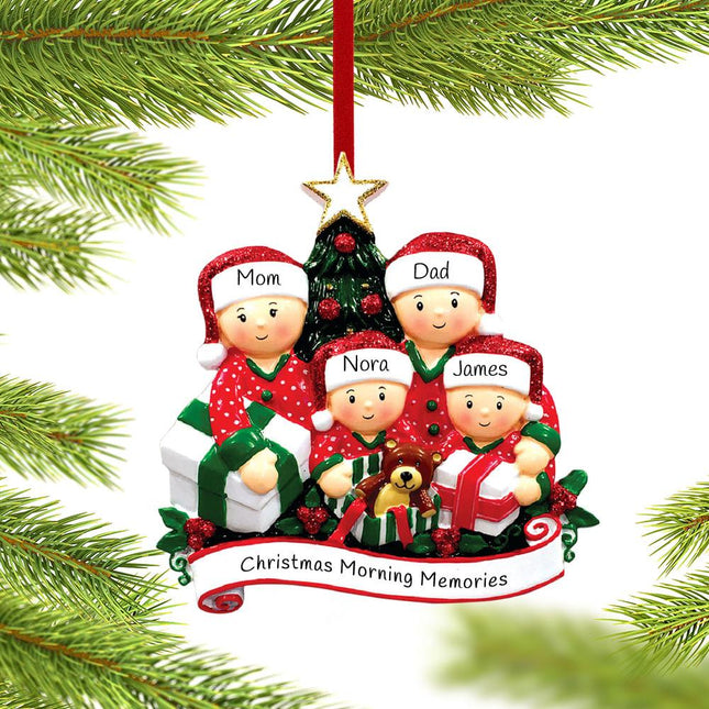 Opening Presents Family Personalized Ornament - 3, 4, 5, 6 Family Members - FAMILY - 4 Family Members created by ORNAMENT SHOP