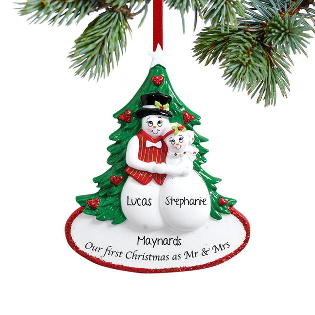 Our First Christmas as Mr & Mrs Snow Couple Ornament created by RUDOLPH AND ME and designed by Ornament Shop