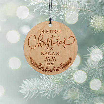 Our First Christmas Personalized Wood Ornament created by ORNAMENT SHOP