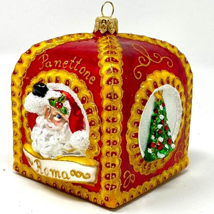 Panettone Box Hand-Painted Glass Ornament