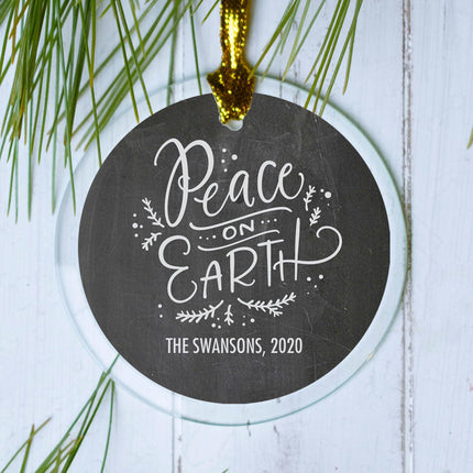 Peace on Earth Family Personalized Glass Ornament created by ORNAMENT SHOP