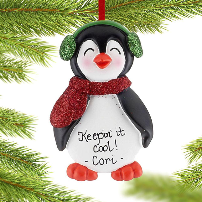 Penguin in Earmuffs Boy Ornament created by ORNAMENT SHOP