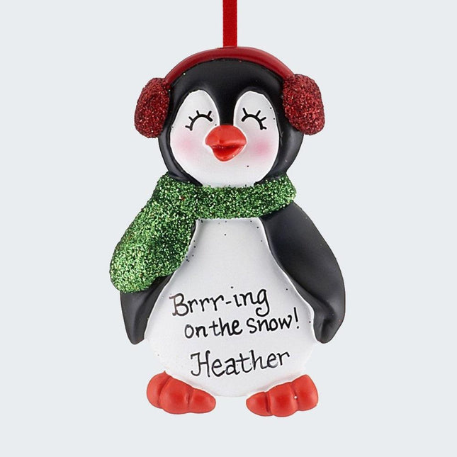 Penguin in Earmuffs Girl Ornament created by ORNAMENT SHOP