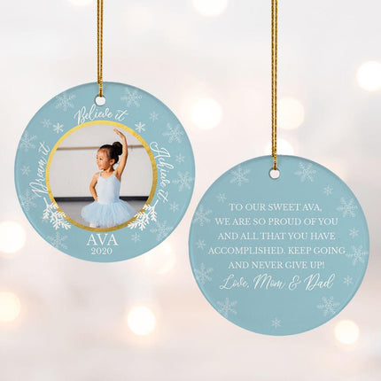 Dance Ballet Dream It - Blue Personalized Ceramic Round Ornament created by ORNAMENT SHOP