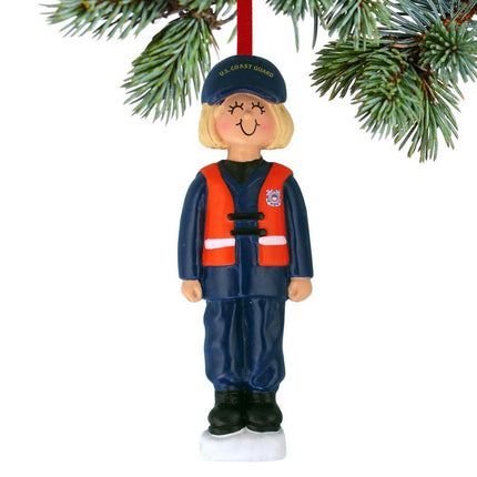 Armed Forces Coast Guard Personalized Christmas Ornament - HAIR COLOR - Blonde created by ORNAMENT SHOP