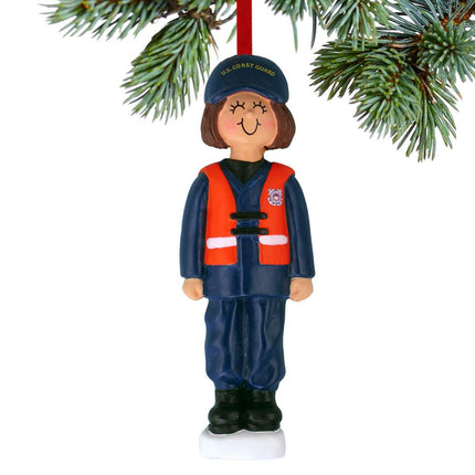 Armed Forces Coast Guard Personalized Christmas Ornament - HAIR COLOR - Brunette created by ORNAMENT SHOP