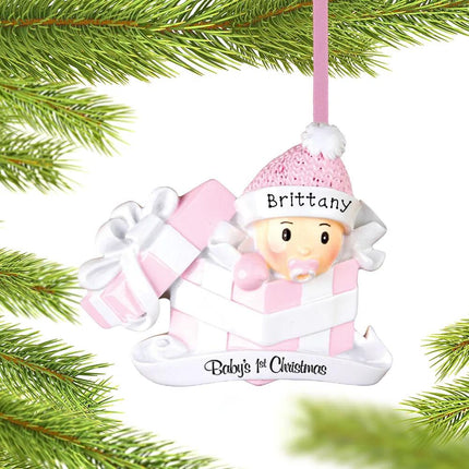 Baby Girl First Christmas Present Christmas Ornament - HAIR COLOR - Blonde created by ORNAMENT SHOP