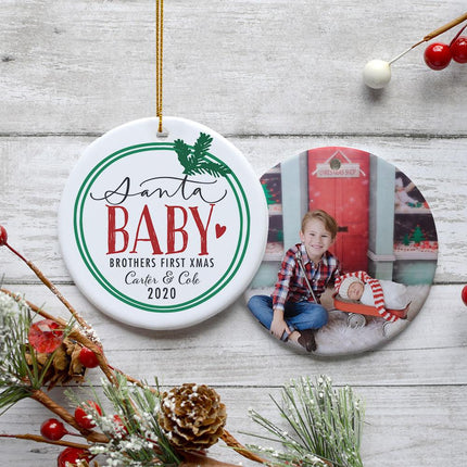 “Baby's First Christmas” Photo Personalized Ceramic Round Ornament