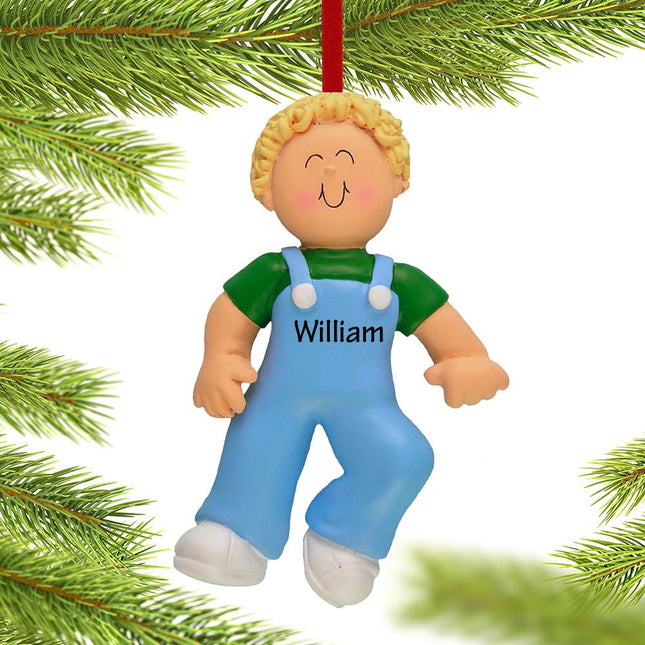Baby's First Steps Boy Christmas Ornament - GENDER & HAIR COLOR - Blonde Boy created by ORNAMENT SHOP