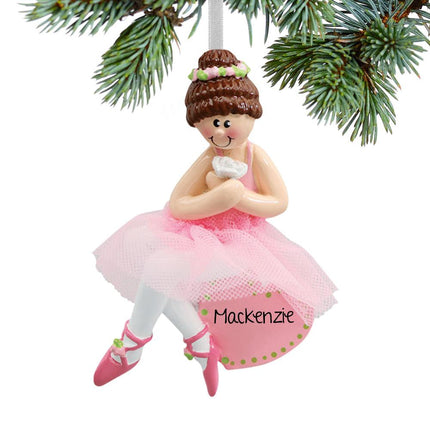 Ballet Dancer Christmas Ornament - HAIR COLOR - Brown created by ORNAMENT SHOP