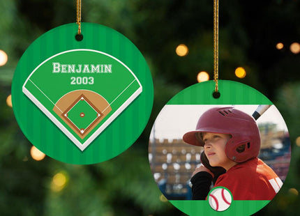 Personalized Baseball Photo Christmas Ornament