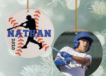 Personalized Baseball Photo Christmas Ornament