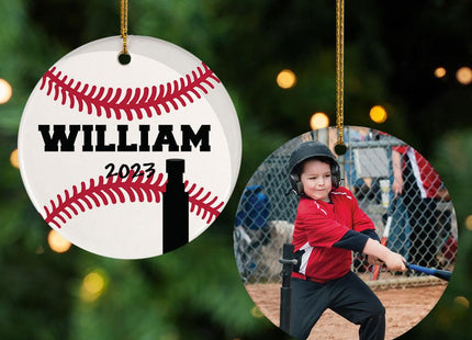 Personalized Baseball Photo Christmas Ornament