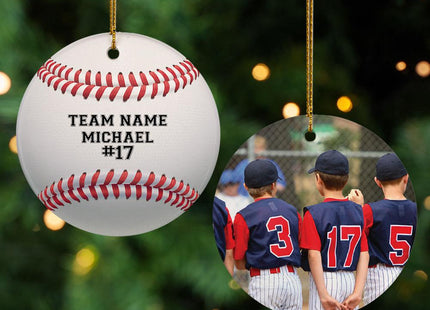Personalized Baseball Player Photo Christmas Ornament