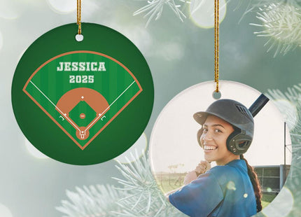 Baseball with photo Christmas Ornament