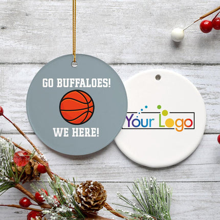 Basketball College Christmas Ornament - COLOR - Gold created by ORNAMENT SHOP