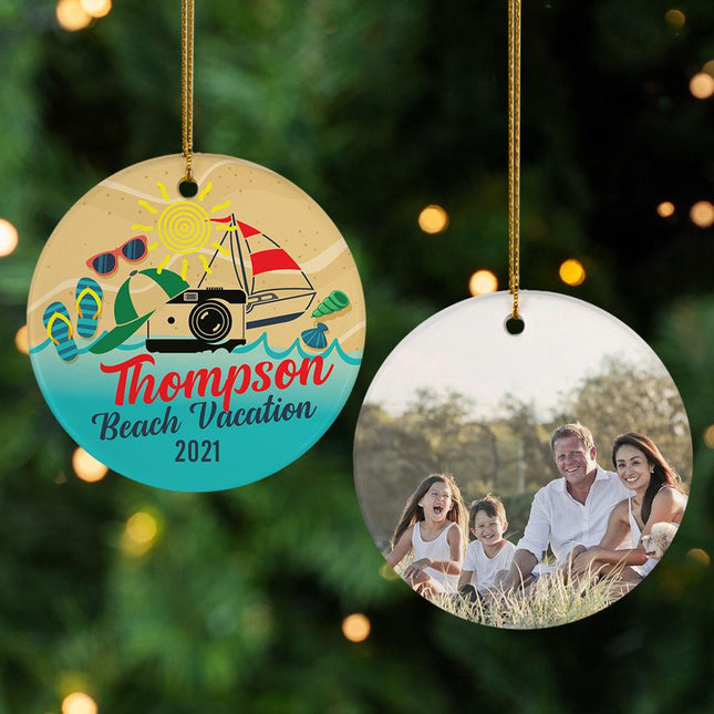Beach Vacation Photo Christmas Ornament - DESIGN - Green Water created by ORNAMENT SHOP