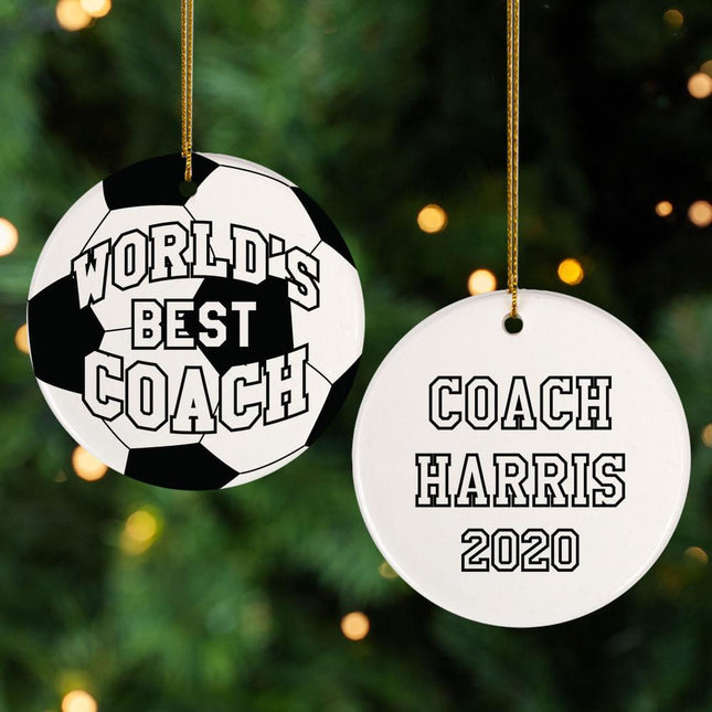 Best Soccer Coach Christmas Ornament - COLOR - Pink created by ORNAMENT SHOP