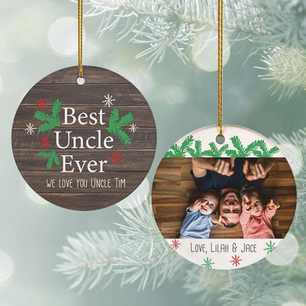 Best Uncle Ever Photo Christmas Ornament - DESIGN - Brown Background created by ORNAMENT SHOP