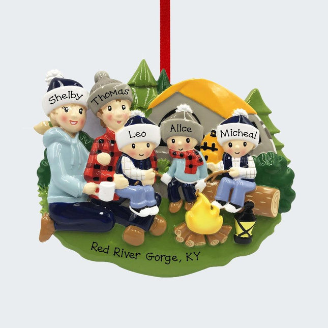 Camp Fire Family Personalized Ornament - 5 or 6 Family Members - FAMILY - 5 Family Members created by ORNAMENT SHOP