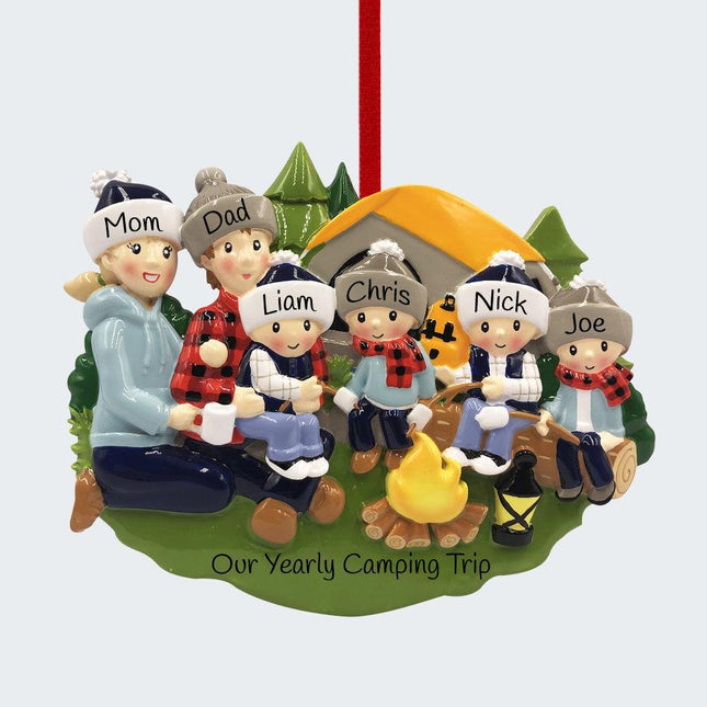 Camp Fire Family Personalized Ornament - 5 or 6 Family Members - FAMILY - 6 Family Members created by ORNAMENT SHOP