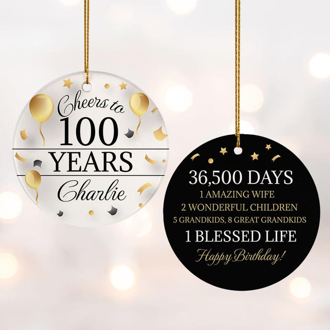 Cheers to Years From 50 - 100 Personalized Ceramic Round Ornament - YEARS - 100 Years created by ORNAMENT SHOP