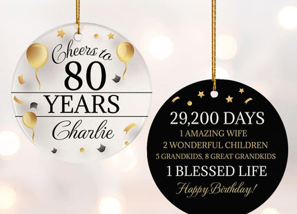 Personalized Cheers to 80 Years Christmas Ornament